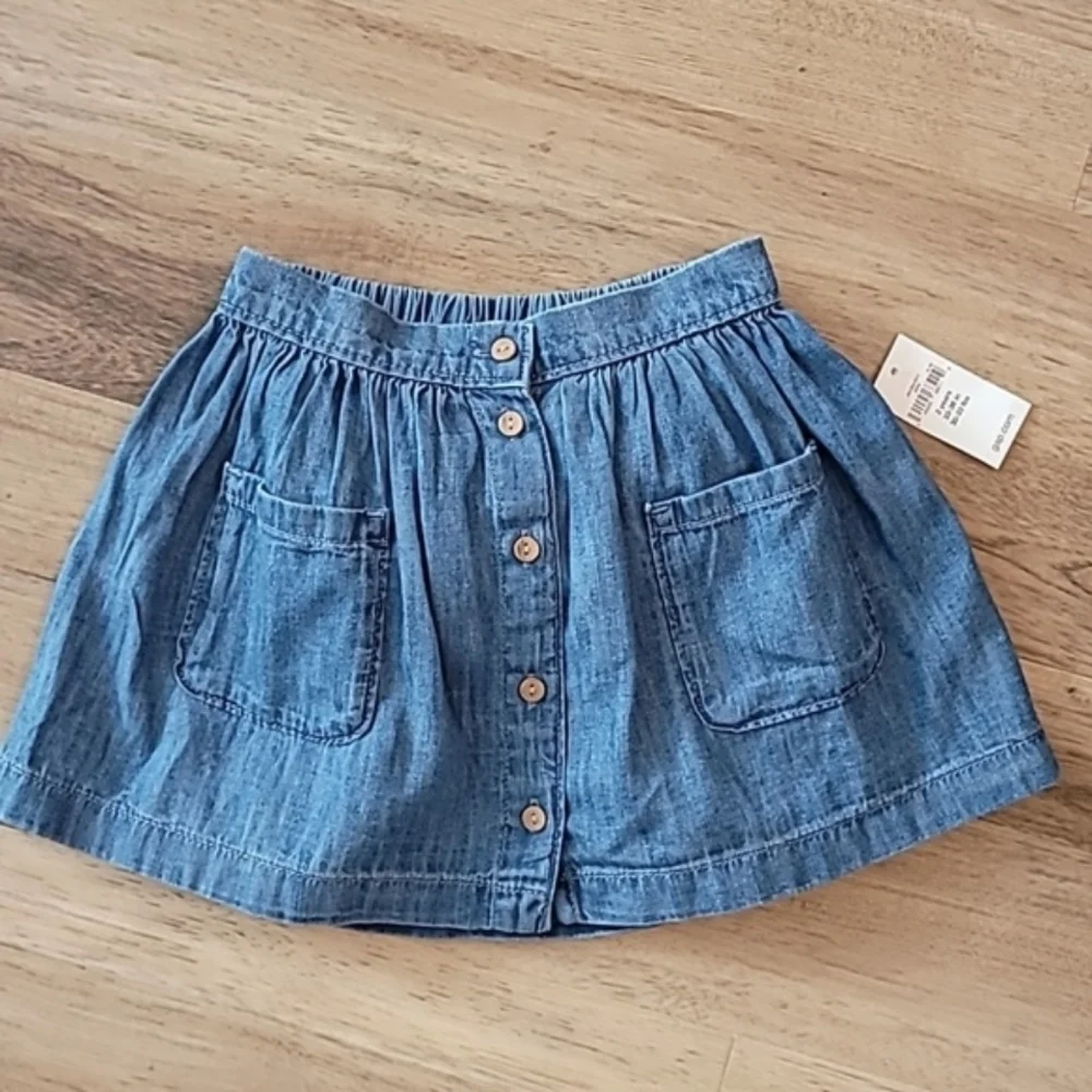 NWT GAP Denim Chambray Button Front Pocket Skirt w Bloomers 2T